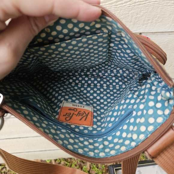 Fossil Key-Per coated canvas crossbody bag pink leaves orange fruit - Picture 5 of 8